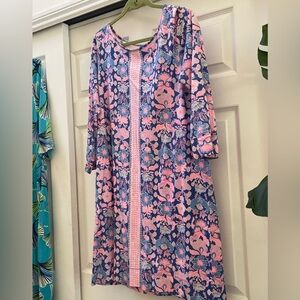 Lilly Pulitzer Pink and Blue Floral Midi Dress